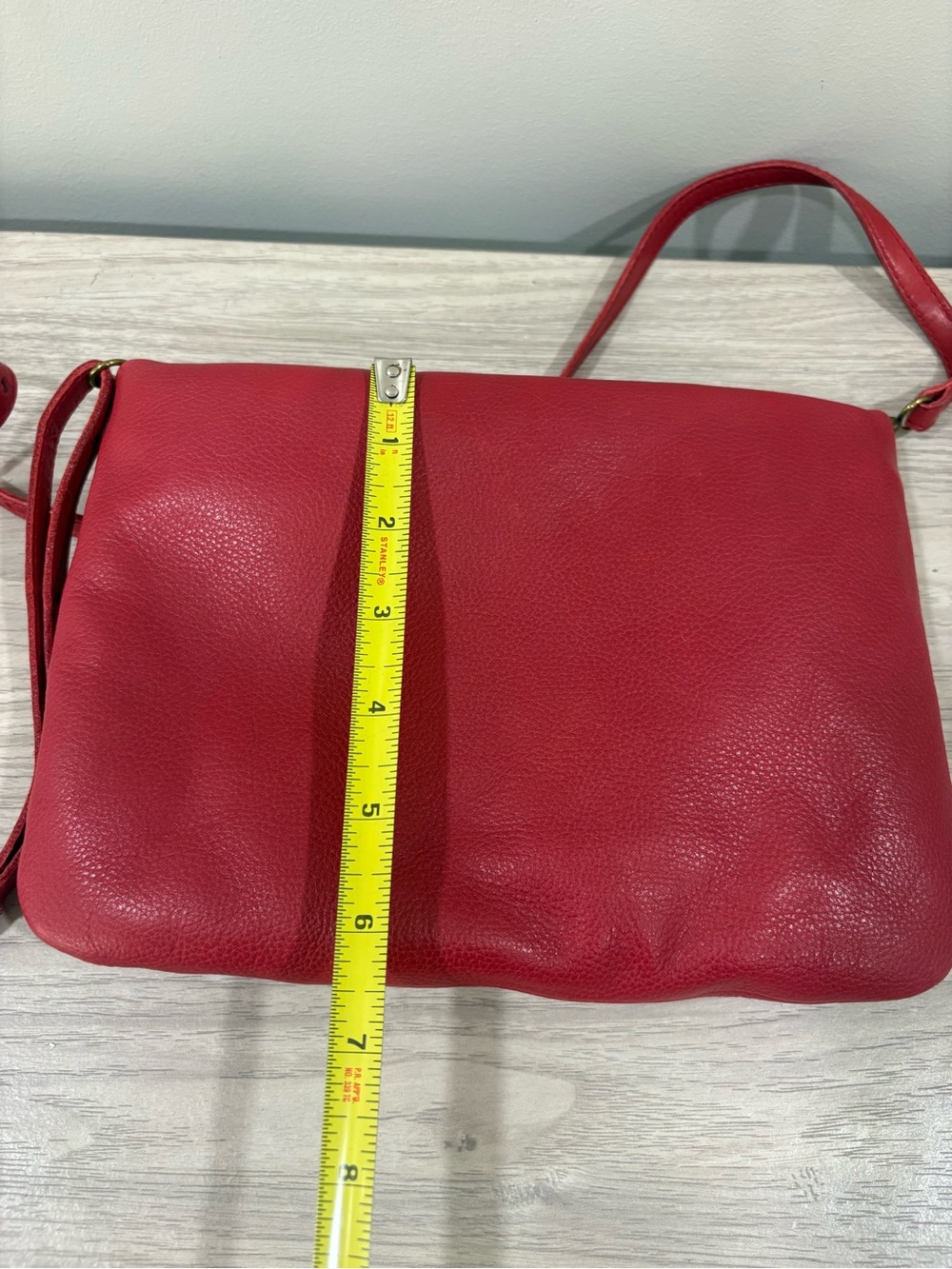 Madewell Bag The Puffer Scarlet Leather Detachable Adjustable Strap Crossbody